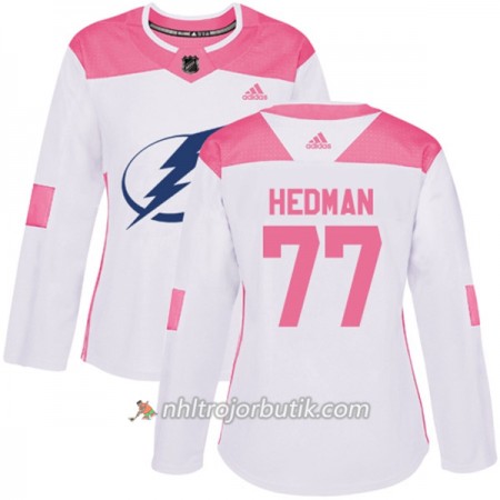 Dame Ishockey Tampa Bay Lightning Tröja Victor Hedman 77 Adidas 2017-2018 Vit Rosa Fashion Authentic